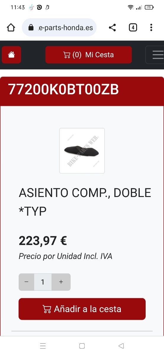 Asiento original Honda Forza 125