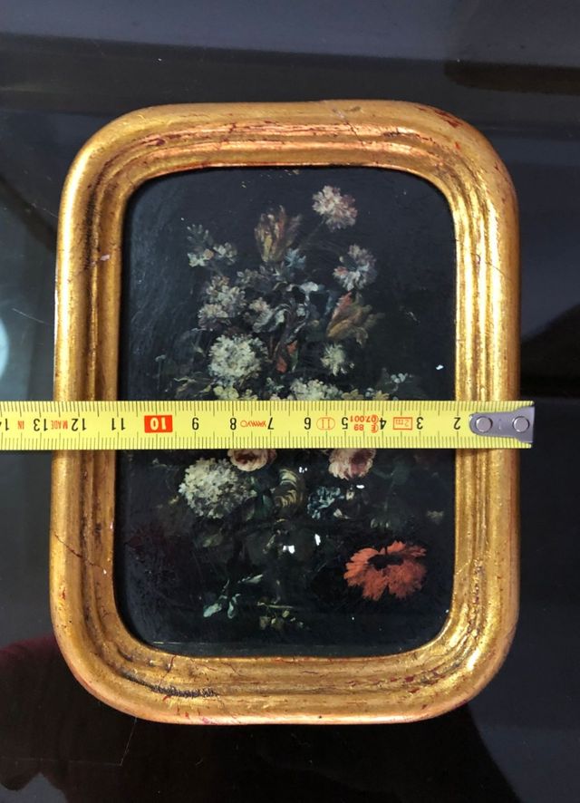 Coppia di dipinti ad olio su tavola - cornice in legno dorato