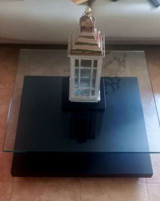 Mesa de Salón, cristal y madera maciza