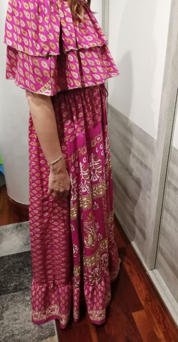 Vestido fucsia estampado