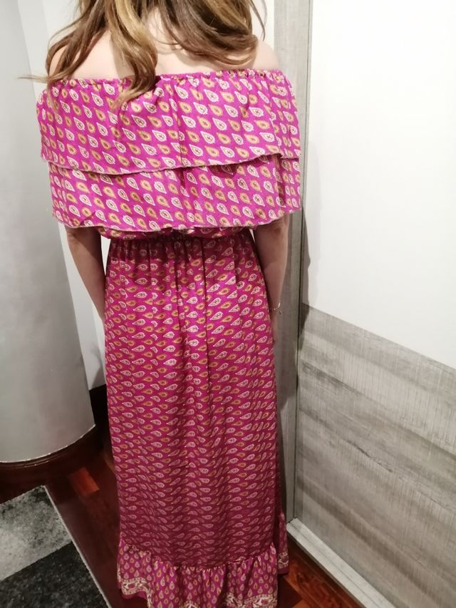 Vestido fucsia estampado