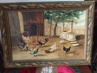 cuadro oleo pintor jerezano sobre tabla