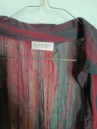 Camisa lentejuelas negro y rojo Canda 