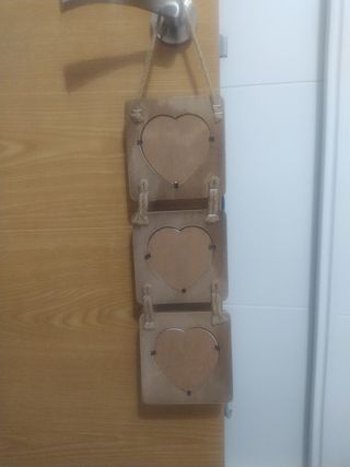 portaretratos colgante corazon madera