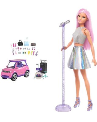 Playset Barbie con microfono + SUV rosa con access