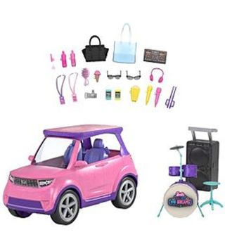 Playset Barbie con microfono + SUV rosa con access