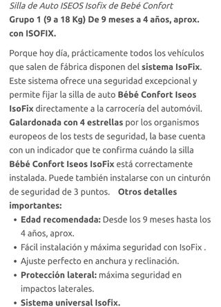 silla coche grupo 1 Iseos Isofix Bebeconfort