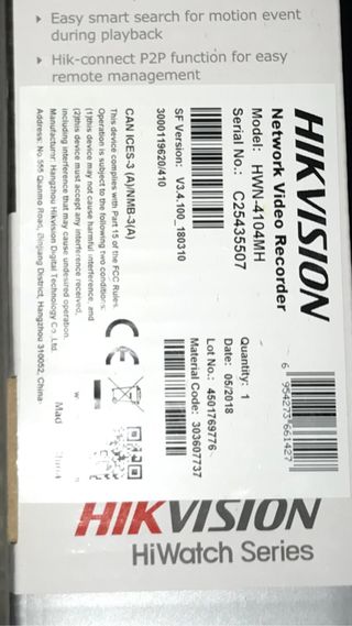 GRABADORA HIKVISBION CAMARA VIGILANCIA