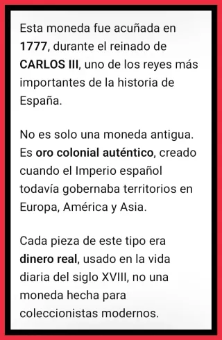 MONEDA DE ORO CARLOS III , año 1775