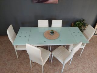 MESA EXTENSIBLE DE VIDRIO TEMPLADO