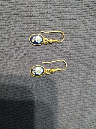 Pendientes azules de flor