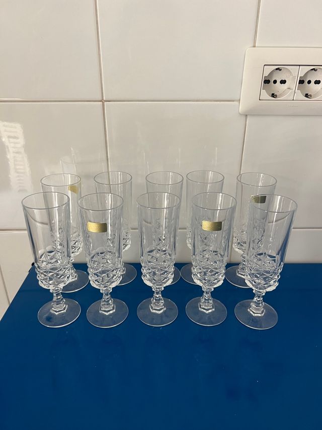 set di 10 bicchieri in cristallo di piombo