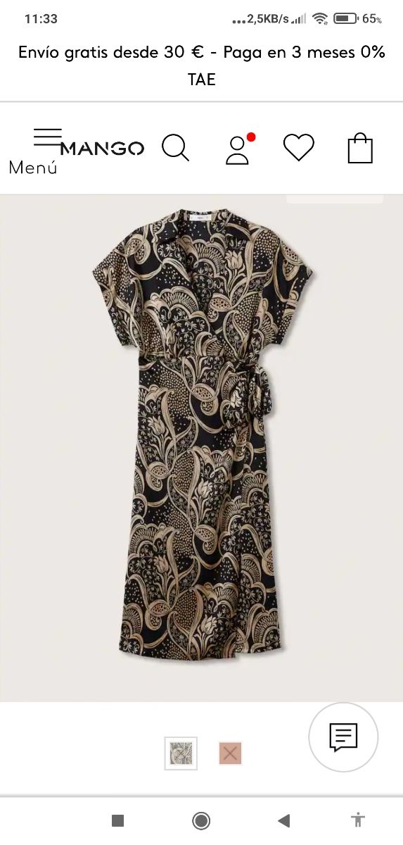 Vestido estampado Mango. Modelo Miami