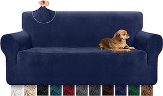 FUNDA SOFA AZUL OSCURO TERCIOPELO 185-235 C^NUEVO^