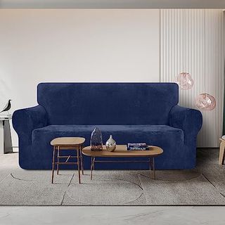 FUNDA SOFA AZUL OSCURO TERCIOPELO 185-235 C^NUEVO^