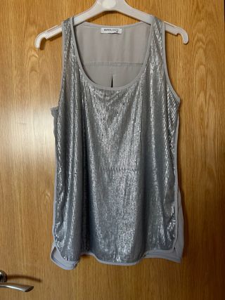 Blusa Top gris lentejuelas