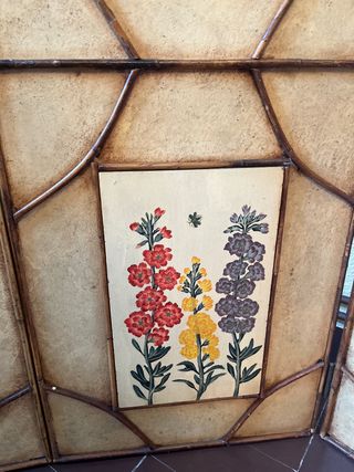 BIOMBO MADERA MACIZA PINTADO