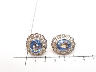 Pendientes Oro Bicolor 18 k Diamantes y Espinelas 