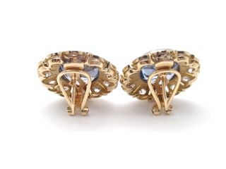 Pendientes Oro Bicolor 18 k Diamantes y Espinelas 