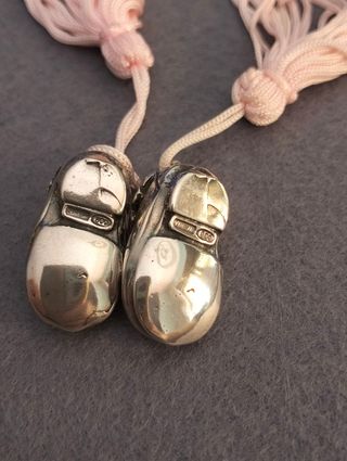 Miniatura Objeto Plata Colección Zapatos Antiguo R