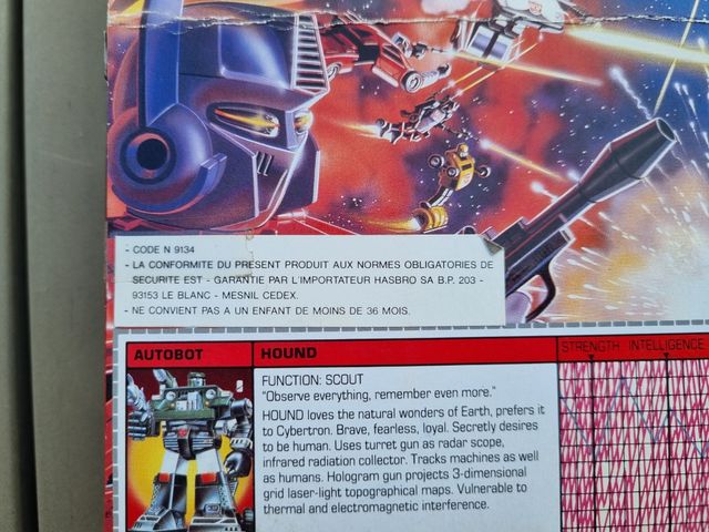 Transformers Hound G1 vintage MISB France