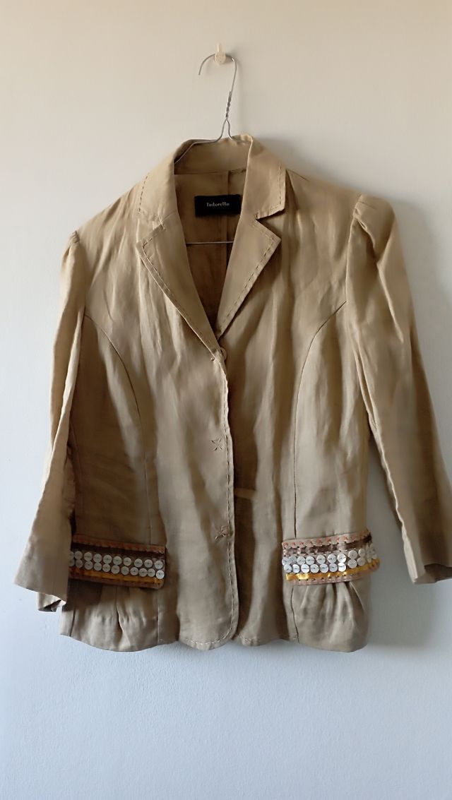 Falda midi de lino bordada+ chaqueta Tintoretto