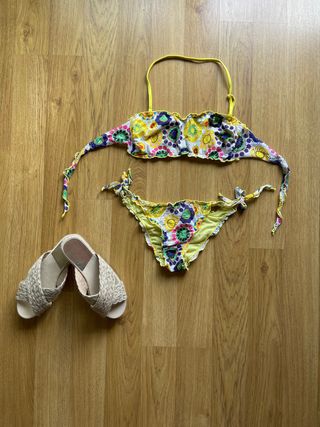 Bikini bandeau estampado amarillo T.42/4038