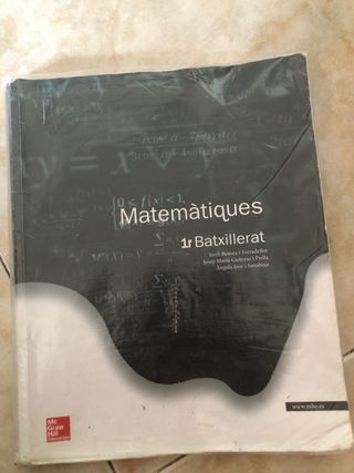 Libro texto Matematicas 1 BAT editorial McGrawHill