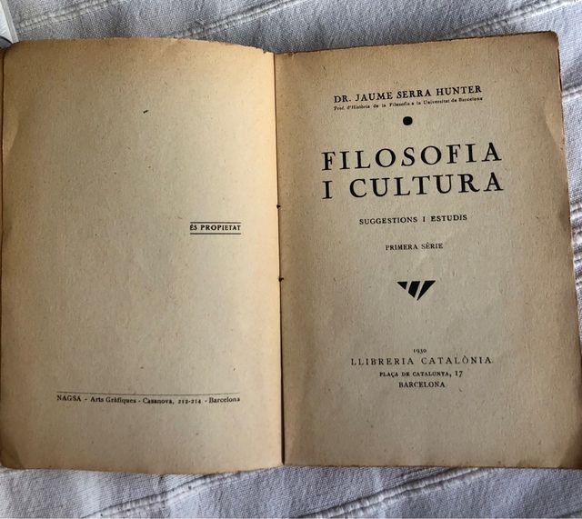 Filosofía i cultura Dr. Jaume Serra Hunter