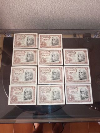 LOTE DE BILLETES ANTIGUOS UNA PESETA 1953