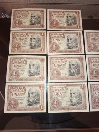 LOTE DE BILLETES ANTIGUOS UNA PESETA 1953