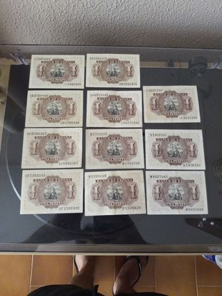 LOTE DE BILLETES ANTIGUOS UNA PESETA 1953