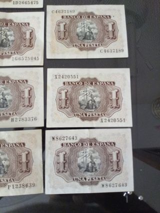 LOTE DE BILLETES ANTIGUOS UNA PESETA 1953