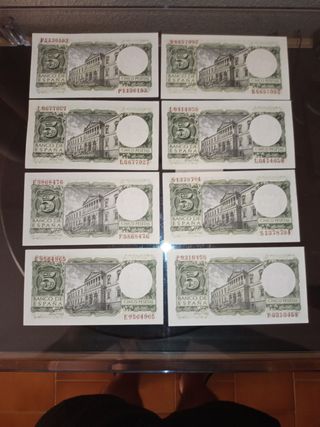 LOTE DE ANTIGUOS BILLETES CINCO PESETAS. 1954