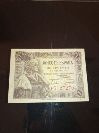 ANTIGUO BILLETE DE UNA PESETA. 1945