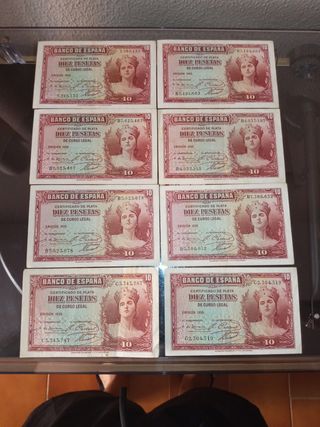LOTE DE ANTIGUOS BILLETES DE 10 PESETAS 1935