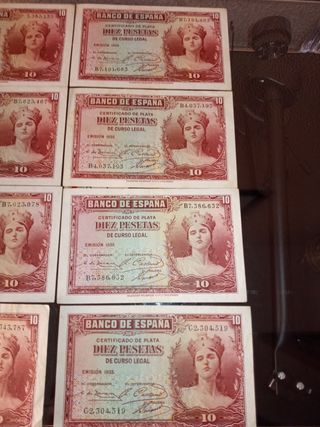 LOTE DE ANTIGUOS BILLETES DE 10 PESETAS 1935