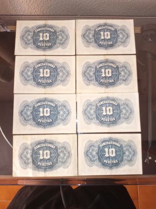 LOTE DE ANTIGUOS BILLETES DE 10 PESETAS 1935