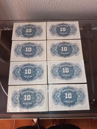LOTE DE ANTIGUOS BILLETES DE 10 PESETAS 1935
