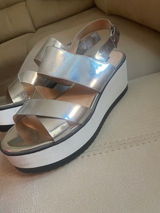 Sandalias Plateadas mujer