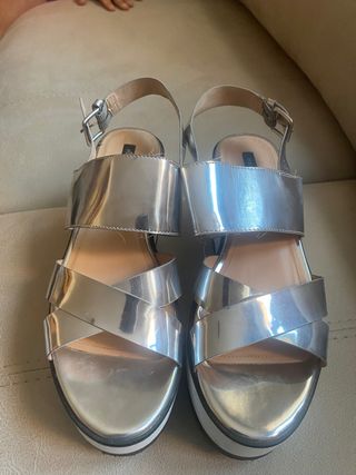 Sandalias Plateadas mujer