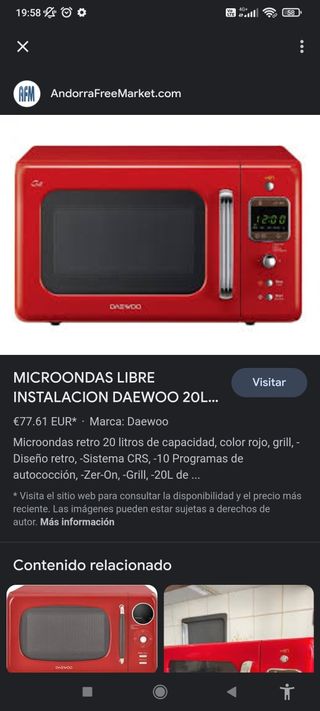￼ ￼ MICROONDAS LIBRE INSTALACION DAEWOO 20L 800W