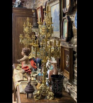 Candelabros neogoticos de bronce