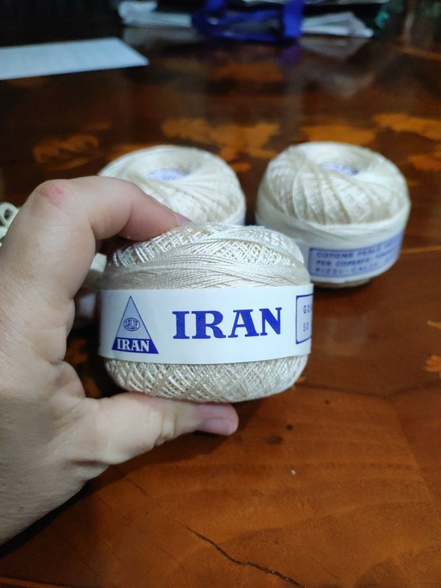 3 gomitoli puro cotone colore ecru