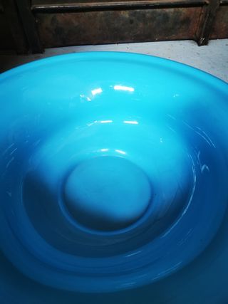 Gran plato cristal. Opalina. Azul.