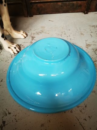 Gran plato cristal. Opalina. Azul.