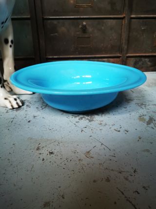 Gran plato cristal. Opalina. Azul.