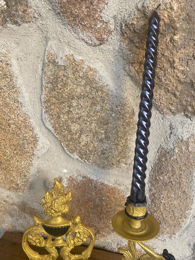 Candelabros Bronce Velas negras