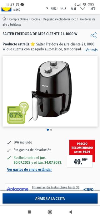 Freidora aire lidl
