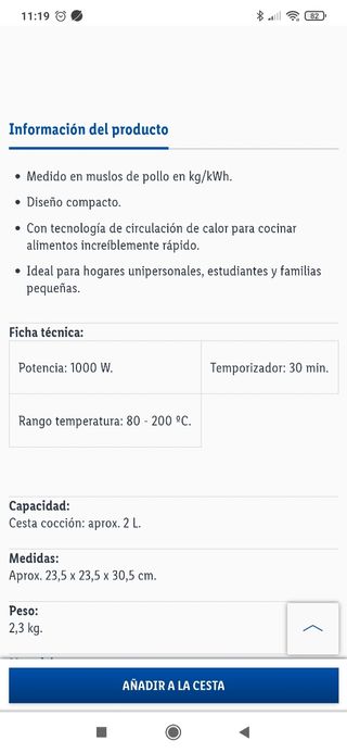 Freidora aire lidl